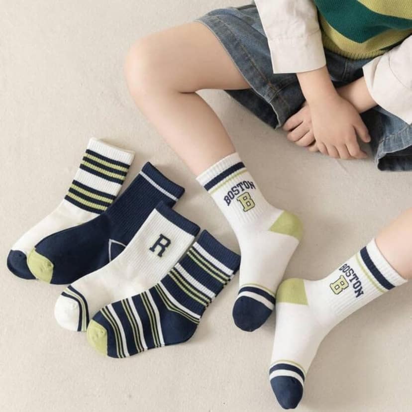 SOCKSCARVING Cotton Boston Edition Socks for Kids (Pack of 5) view 4