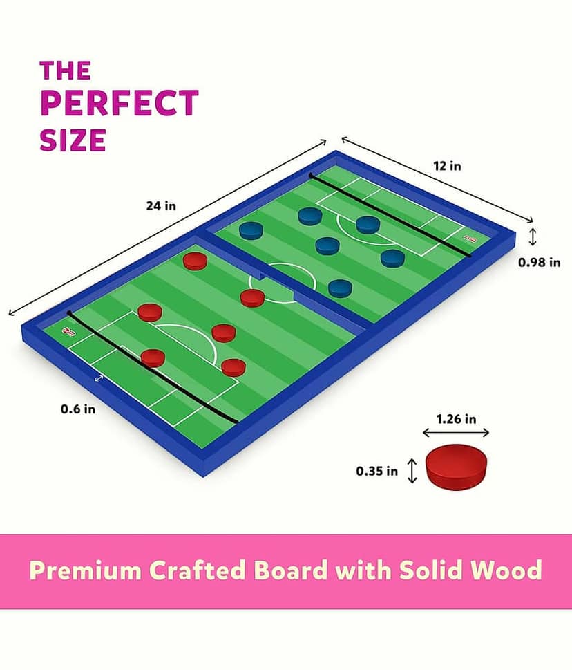 Little Berry 3 in 1 String Hockey Table Board Games for Adults & Kids | Double-Sided Wooden Fastest Finger First Indoor Game With Ludo & Chess | Sling Puck Board Hockey Toy Big Size (12" x 24") view 2