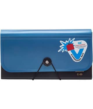 SHB Presents Plastic File Folder Expanding Bag CHEQUEBOOK Size C 55 (Blue, Black)