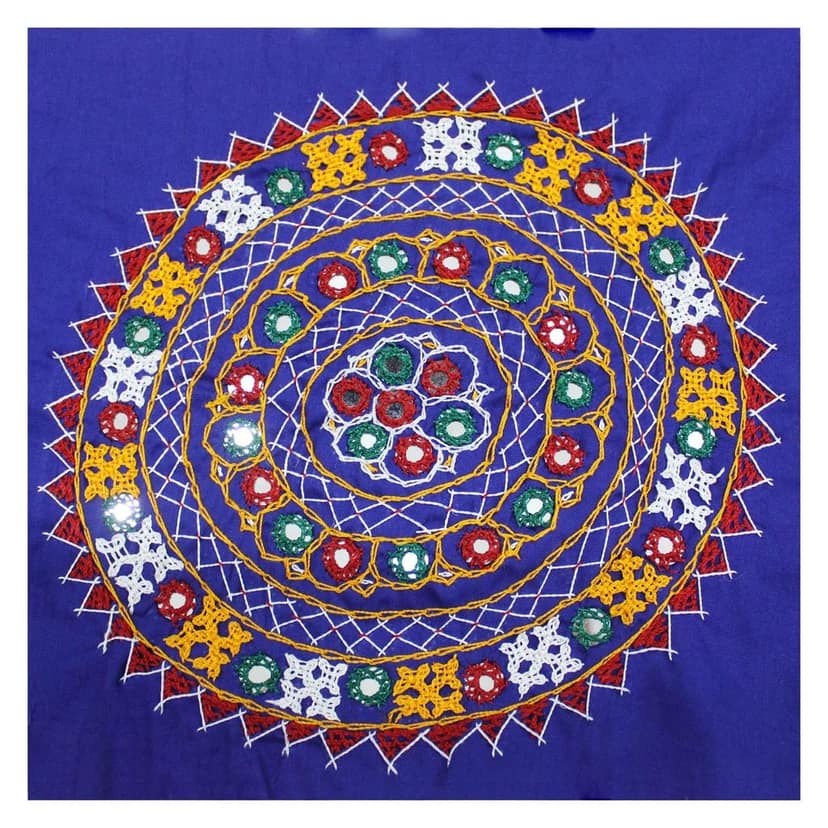 Garvi Gurjari (A Gujarat Govt Enterprise) Cotton Multicolor Hand Embroidered Patch with Mirror Work(GGCMEP63)
