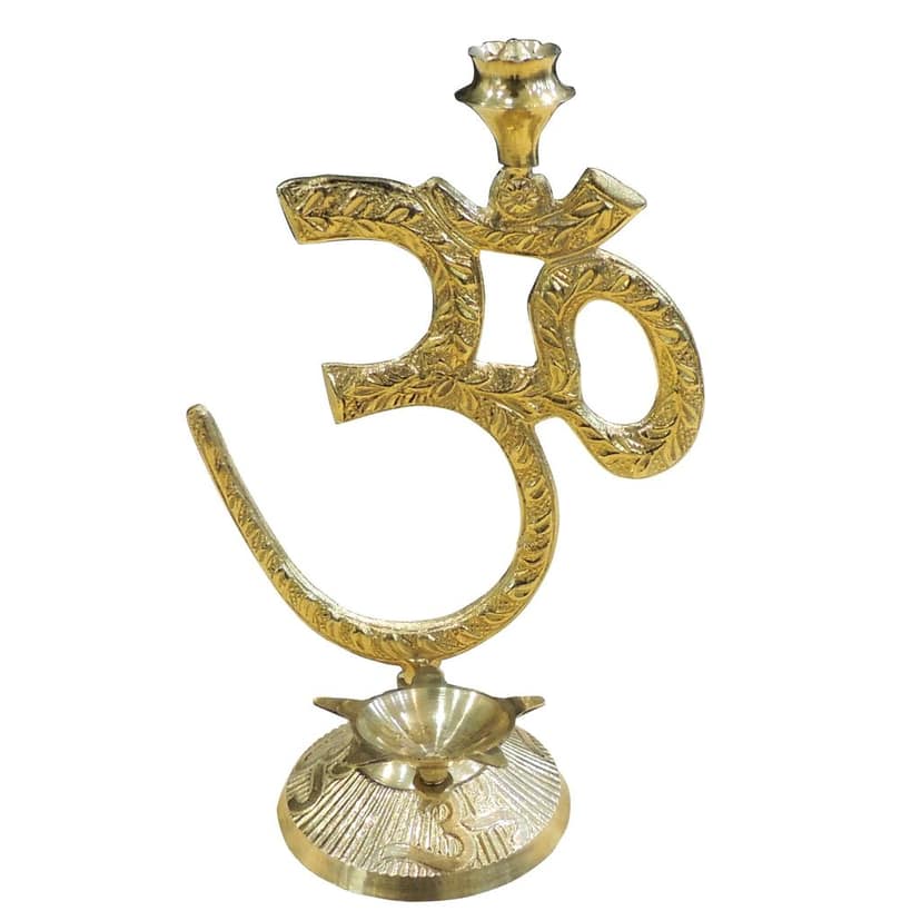 Brass Om Stand | Spiritual Home Decor & Puja Accessory, Height : 6.5 Inch (ZMAS649 C) view 2