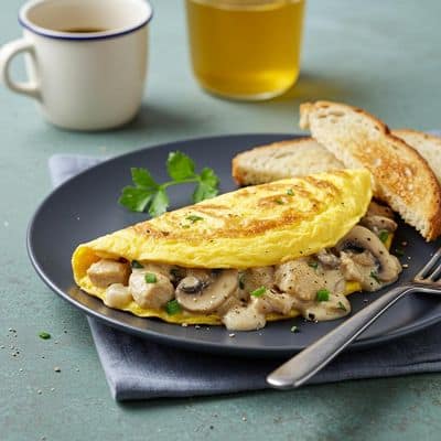 Creamy Chicken & Mushroom Omelette