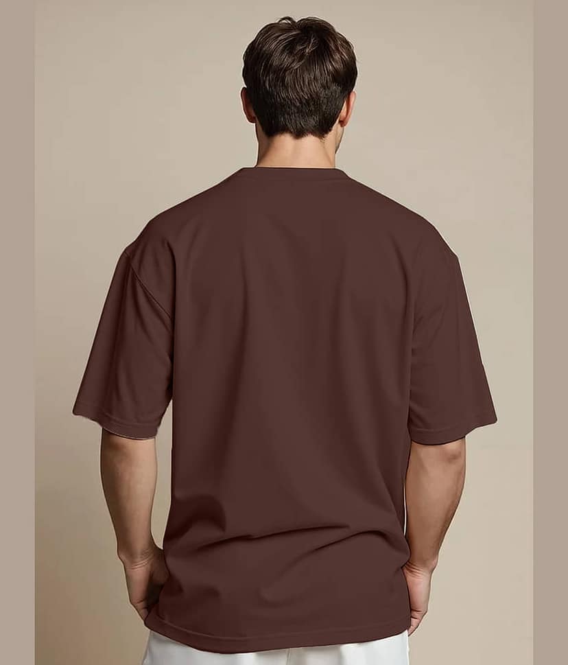 Leotude Men Cotton Blend Oversized Fit Printed T-Shirt ( Brown ) view 2