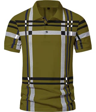 AOOSH Men Cotton Blend Regular Fit Printed Polo T Shirt ( Green )