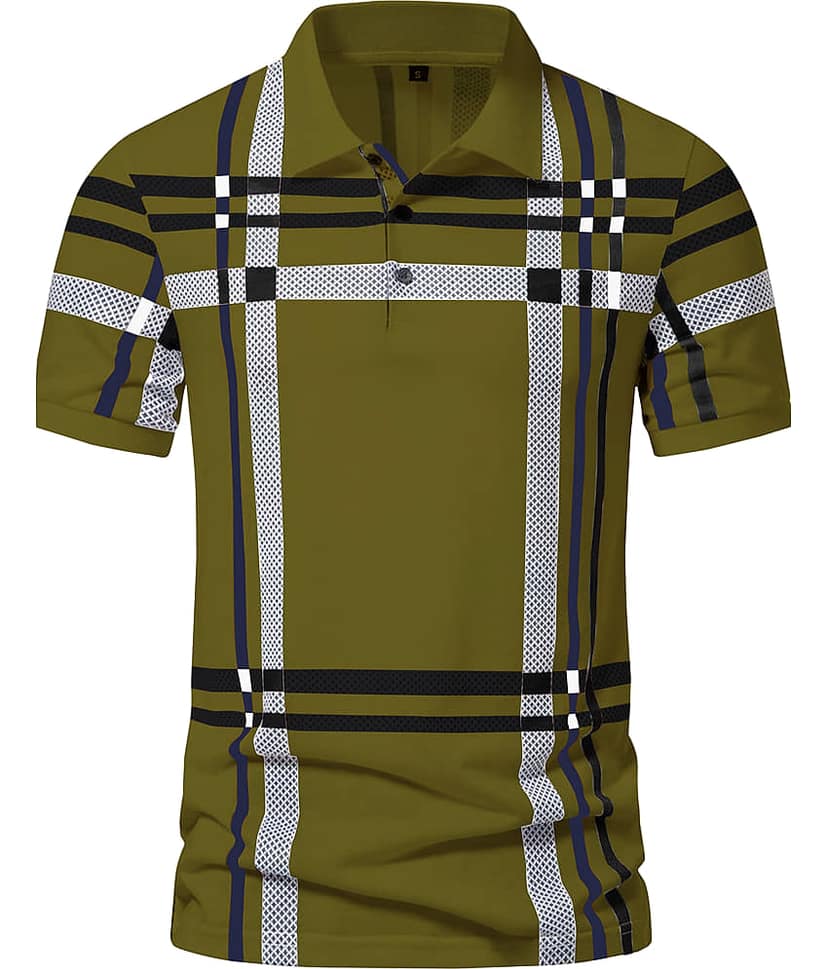 AOOSH Men Cotton Blend Regular Fit Printed Polo T Shirt ( Green )