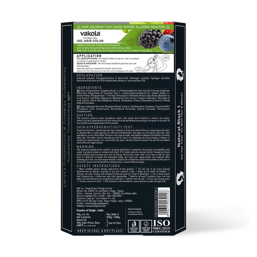 Vakola Natural Black 20 Minutes Gel Hair Color 500MLX2 view 3