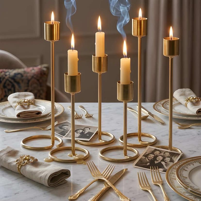 4 Pcs Decorative Candle Holders for Home Decoration | Elegant Metal Tealight Candle Stand Set for Diwali, Pooja, Wedding & Festive Decor (Original) view 2