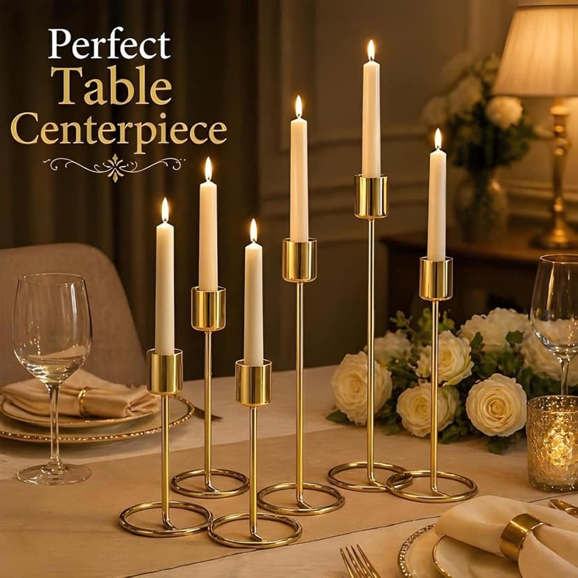 4 Pcs Decorative Candle Holders for Home Decoration | Elegant Metal Tealight Candle Stand Set for Diwali, Pooja, Wedding & Festive Decor (Original) view 3