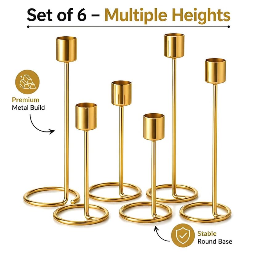 4 Pcs Decorative Candle Holders for Home Decoration | Elegant Metal Tealight Candle Stand Set for Diwali, Pooja, Wedding & Festive Decor (Original) view 4