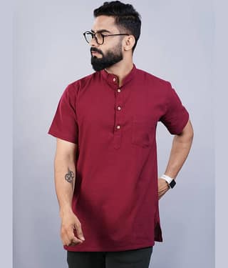 QuaClo - Maroon Cotton Men's Regular Kurta ( Pack of 1 )
