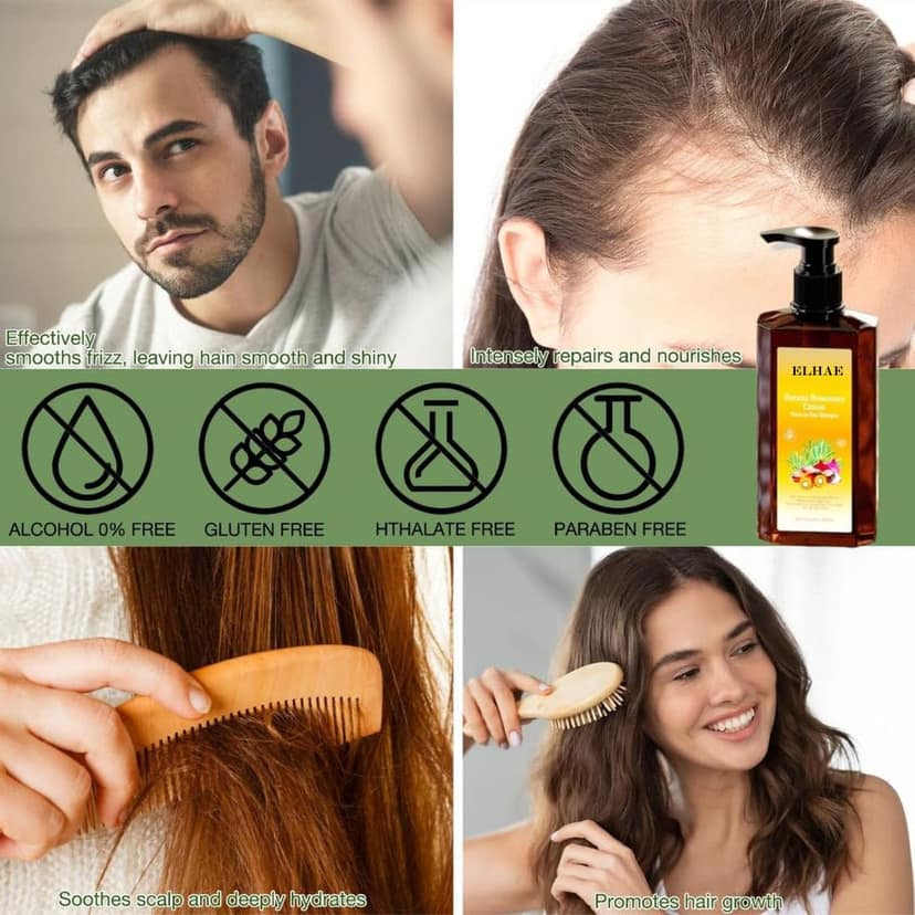 ELHAE 3 in 1 Batana Rosemary Onion Shampoo | Natural Hair Repair Formula | Reduces Hair Fall, Strengthens Roots & Moisturizes Scalp | For All Hair Types | Sulfate-Free, Paraben-Free (Pack 2 x 300Ml) view 6