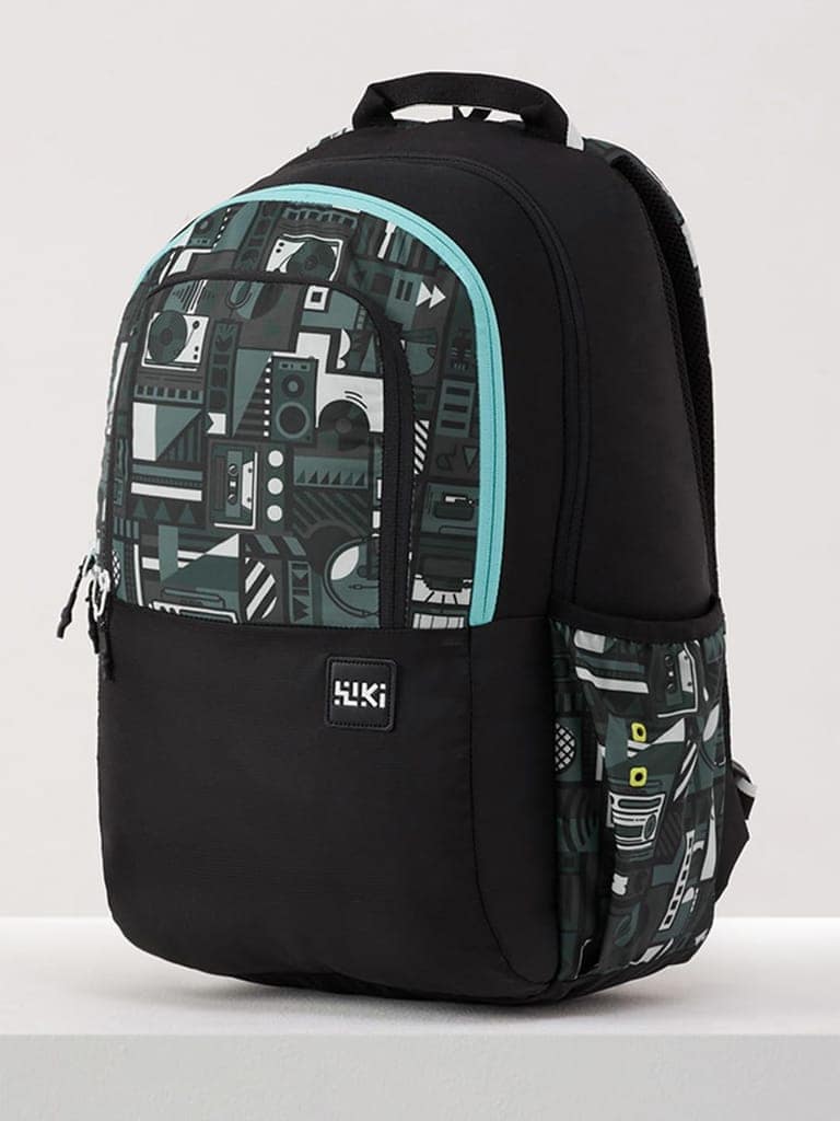 Wiki 2 32L Laptop Backpack for Men & Women | Fits 15.6 inch Laptop | Padded Shoulder Straps, Multi Compartments, Anti-Theft Zippers | School & College Bag | Music Pattern Black view 2