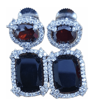 American Diamond Doublet Stones Work Partywear Earrings