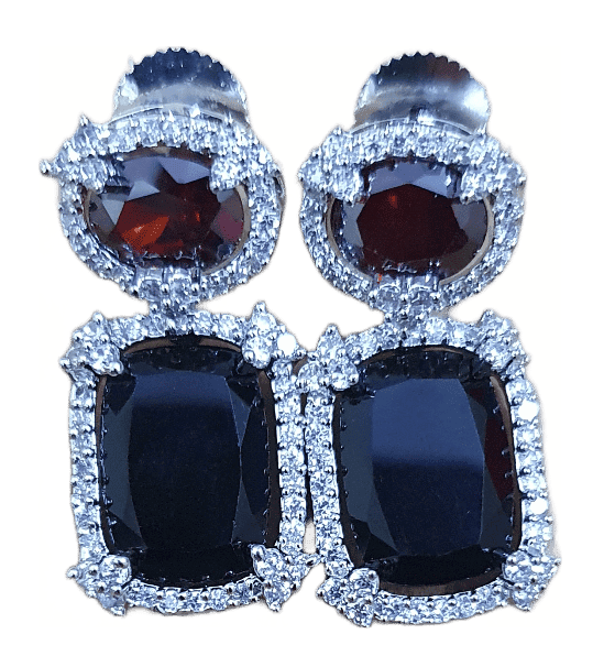 American Diamond Doublet Stones Work Partywear Earrings