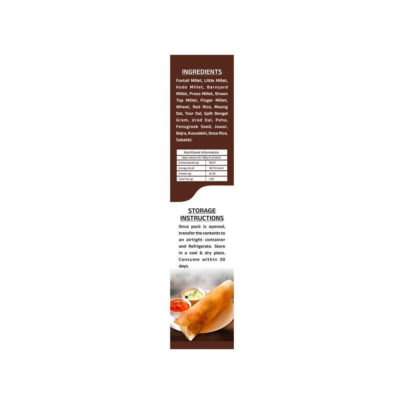 Lakshmi Fresh Multi Millet Dosa Mix 500g | Instant & Gluten-Free | High-Fiber, Healthy Millet Dosa Mix (pack of 4) view 4