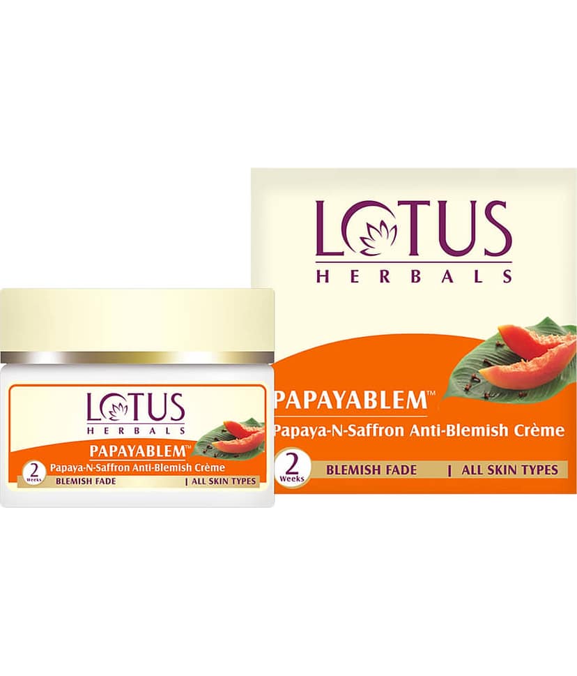 Lotus Herbals Papayablem Papaya,N,Saffron Anti,Blemish Cream , For All Skin Types , 50G