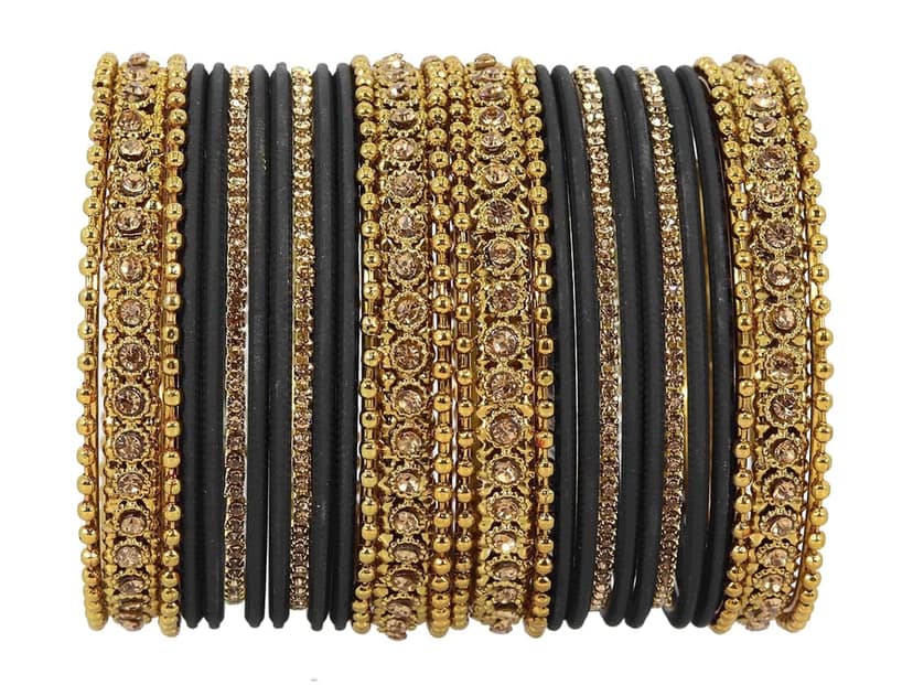 NMII Metal With Zircon Gemstone Studded Glossy Finished Traditional Bangle set for Women view 2