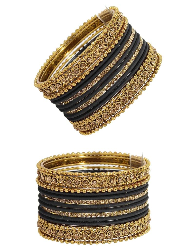 NMII Metal With Zircon Gemstone Studded Glossy Finished Traditional Bangle set for Women view 3