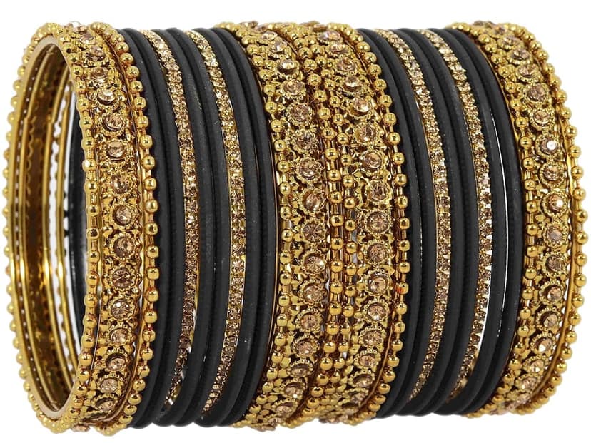 NMII Metal With Zircon Gemstone Studded Glossy Finished Traditional Bangle set for Women view 4