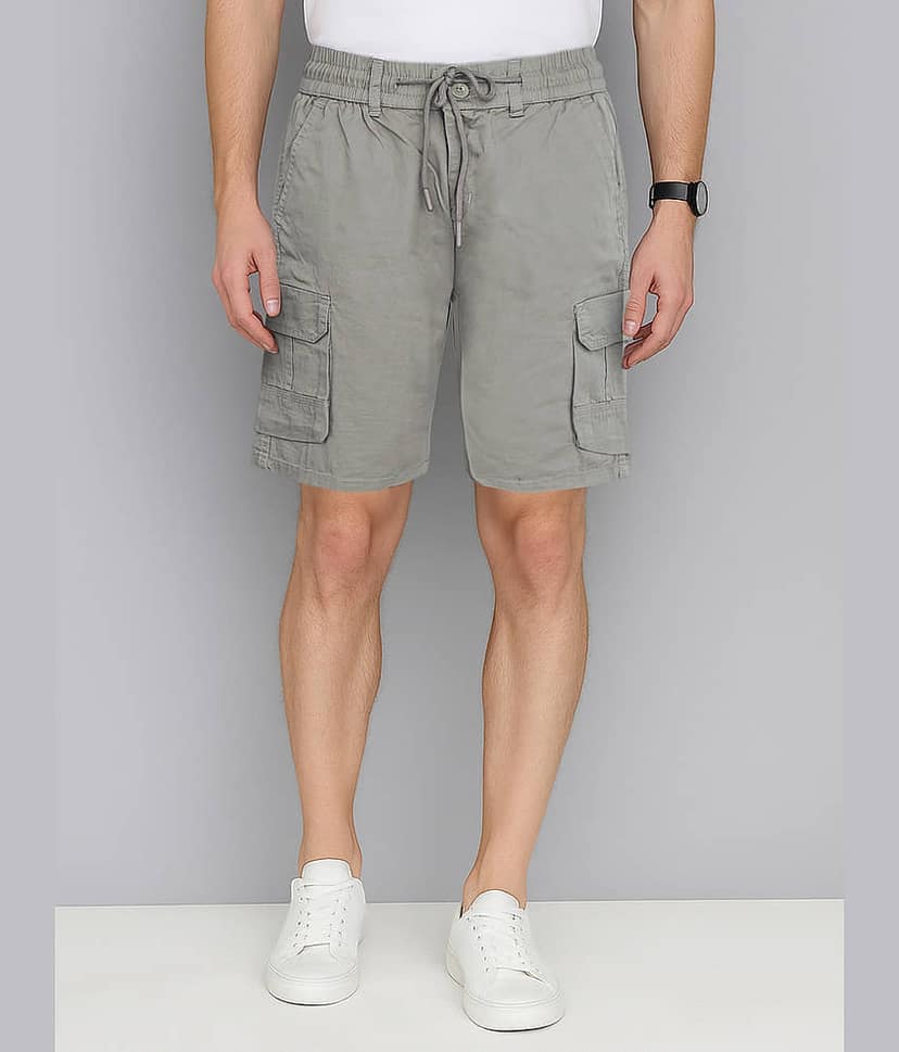 plounge Light Grey Cotton Blend Men's Shorts ( Pack of 1 )
