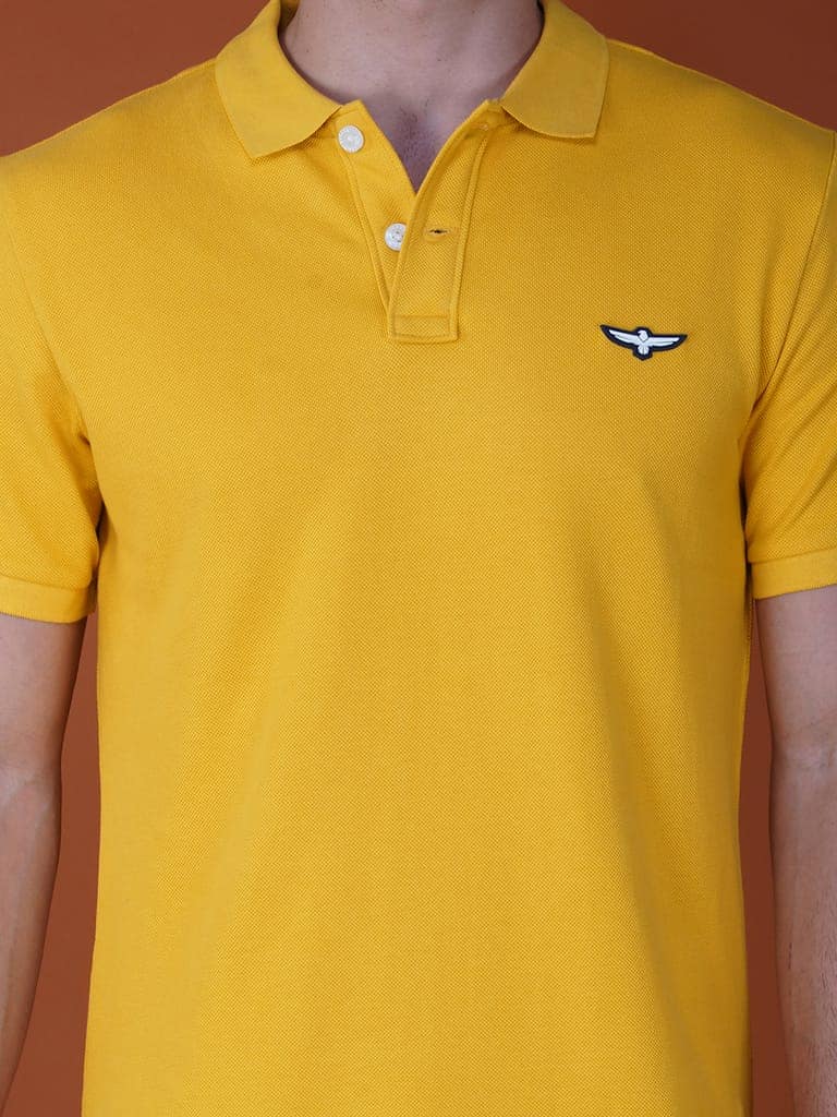 Solid Polo Shirt-Yellow view 5