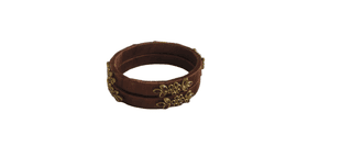 Elegant Brown Thread Bangles with Golden Floral Embellishments (Pair)