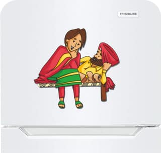 MustHome Couple-Themed Wooden Fridge Magnet, Indian-Themed Souvenir Gift for Refrigerators and Almirahs