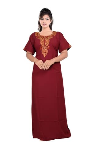 VALENCIA SLEEPWEAR Plain Embroidery Gown Maxi Nightwear Nighty Lizzy Bizzy Soft Fabric