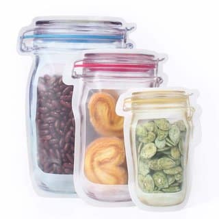 3 Pieces Plastic Transparent Jar Shape Food Graded Standup Pouch (Small, Medium, Large)