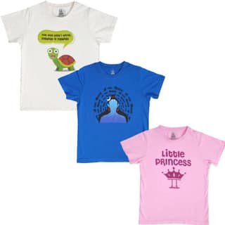 KUCHU New Launch'23 Unisex Tshirt for Boys and Girls- Set of 3|Super Combed Cotton-Modal Fiber|Soft Fabric |Breathable Fabric|Digitally Printed|Unique Design|Vibrant Colour |Half Sleeves |Round Neck
