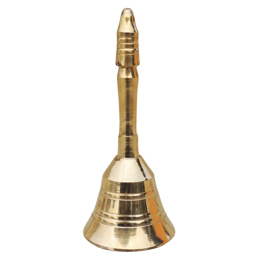 Brass Pooja Hand Bell, Meenar Ghanti, Height : 4.5 Inch (FMAS678 C) view 3