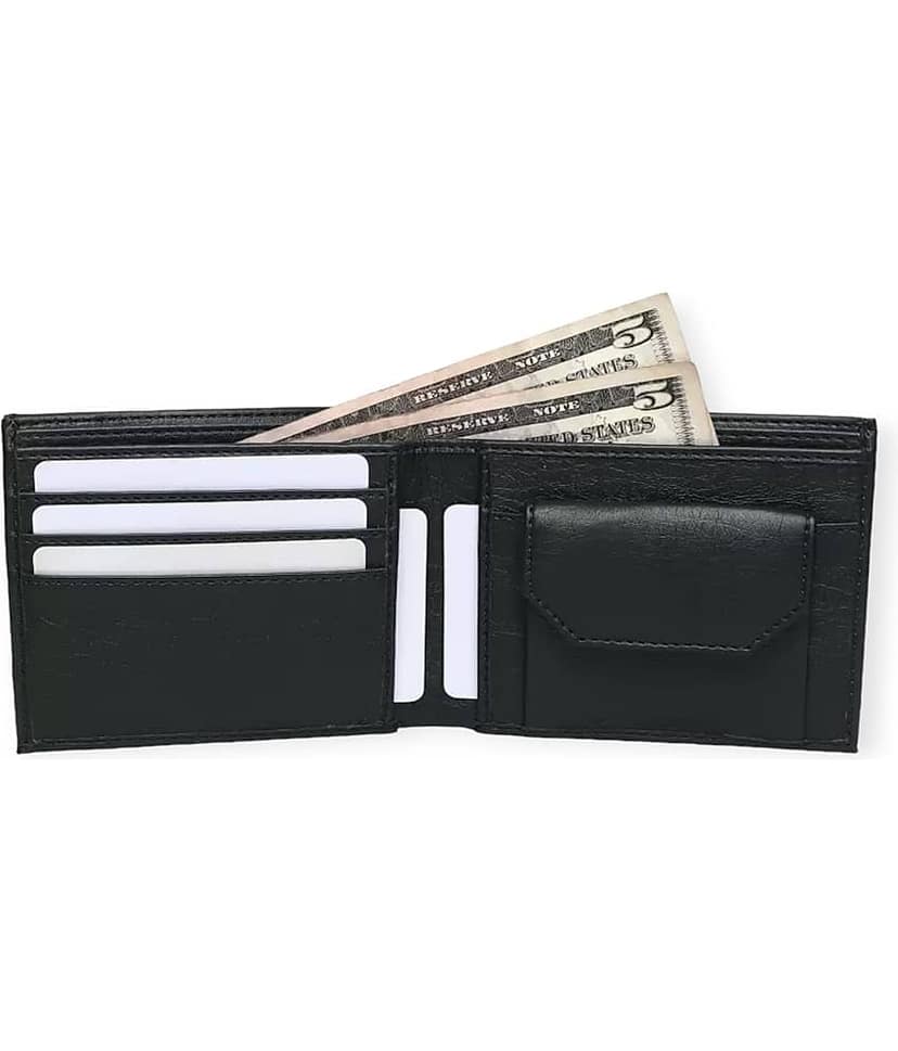 HRFSTAR PU Solid Men's Money Clipper With 6 Slots For Card ( Black , Pack of 1 ) view 2