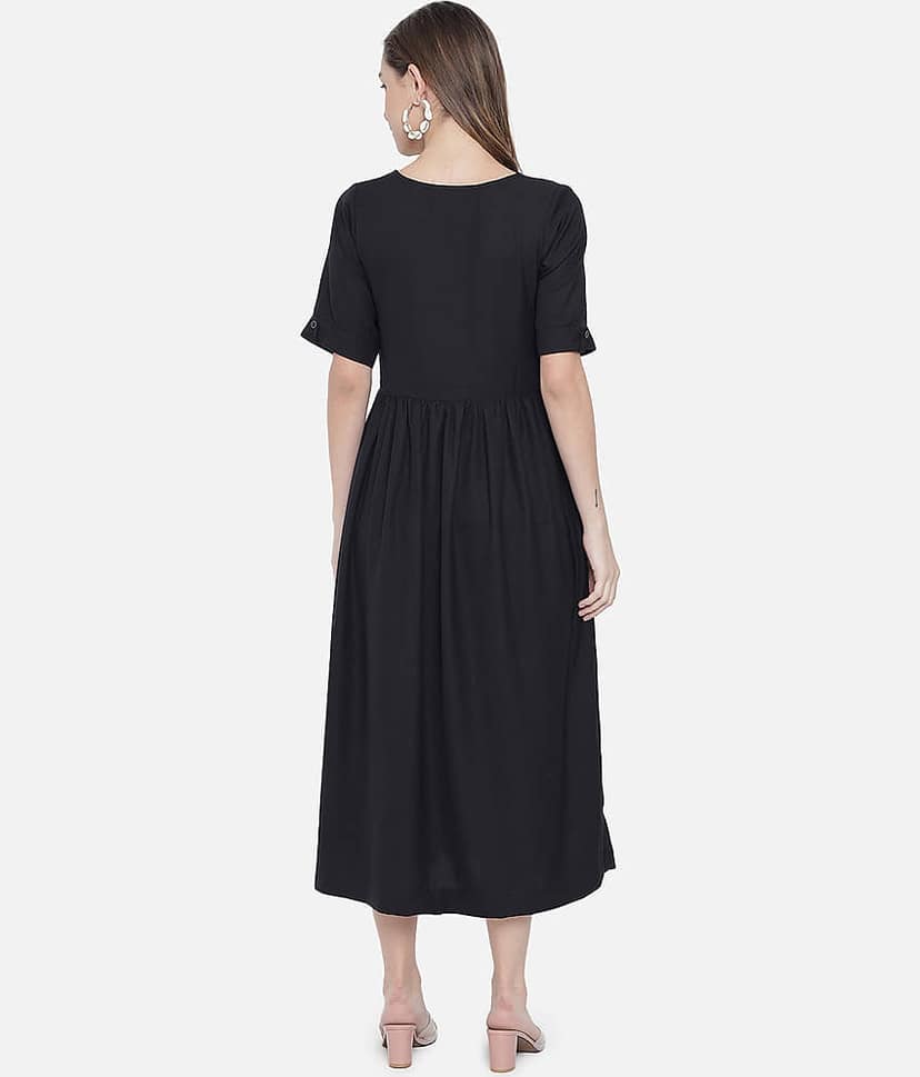ALL WAYS YOU Women Polyester Empire Dress ( Black ) view 2