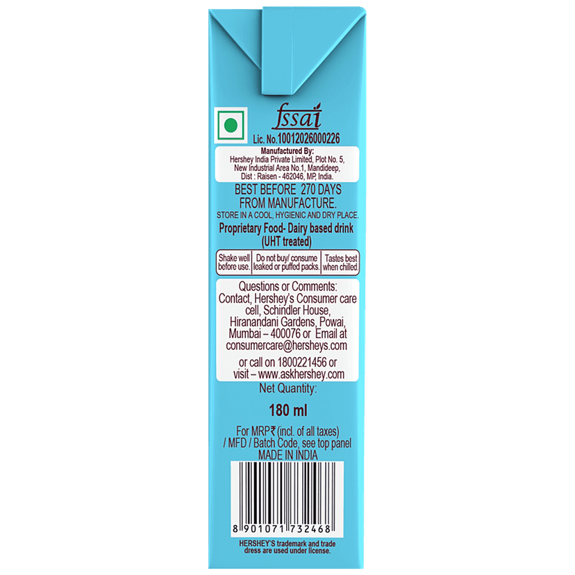 Hersheys Milkshake - Vanilla Ice Cream Flavour, 180 Ml Tetra view 2
