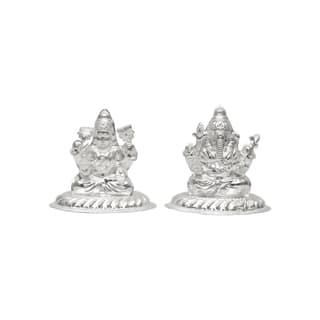 Pure Silver Lakshmi Ganesh Idol Set | 925 Hallmarked Laxmi Ganesha Murti for Puja, Diwali Gift, Home Temple Décor
