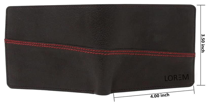 LOREM Brown Out Color Stitching Bi-Fold Faux Leather 4 ATM Card Slots Wallet for Men WL07-UF view 5