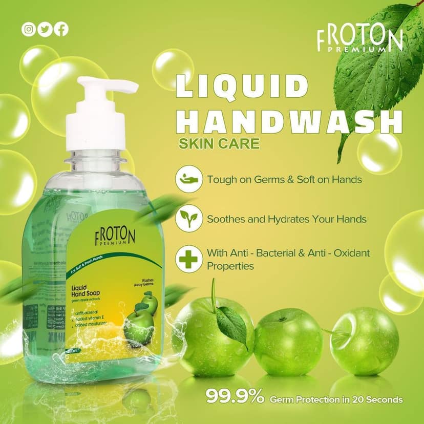 Froton Handwash Gel Green Apple 250ml Pack of 2 view 3