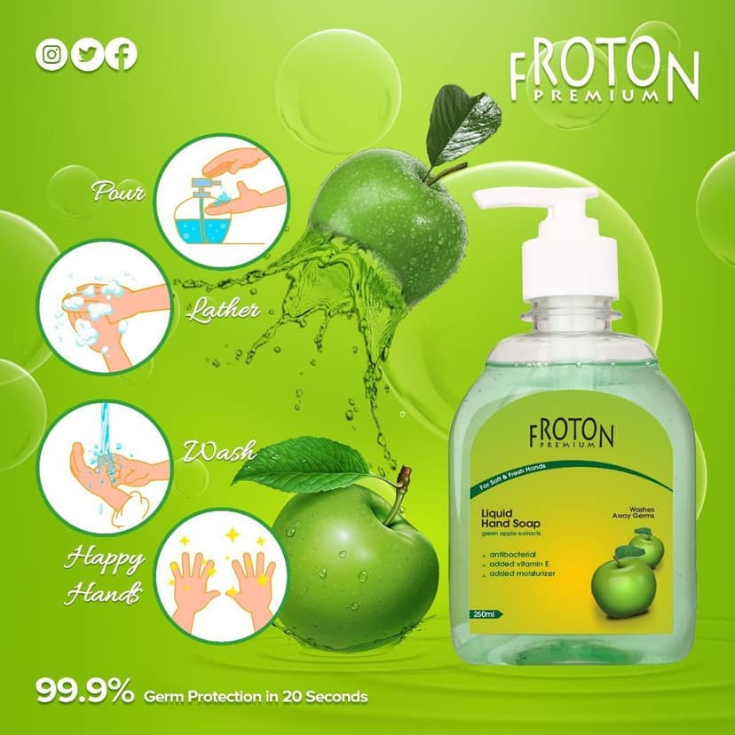 Froton Handwash Gel Green Apple 250ml Pack of 2 view 4
