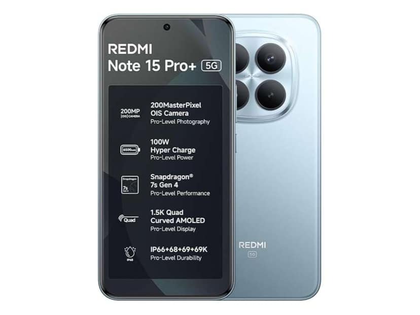 Redmi Note 15 Pro+ 5G Smartphone, 12GB RAM, 256GB Storage - Mirage Blue