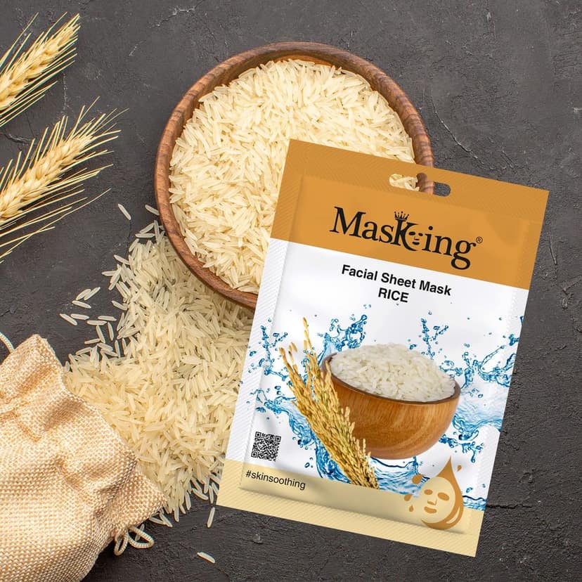 Masking Beauty Facial Sheet Mask for Skin Glowing, Brightening, Regeneration and Calming Face Sheet Mask with Real Extracts ideal for women & Men (Combo of 6 Pack) view 5