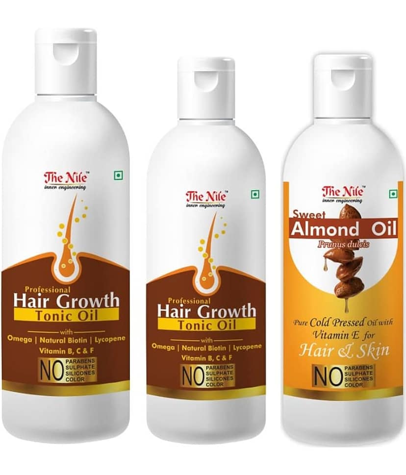 The Nile Hair Tonic Oil 150 + 100 ML (250 ML) + Almond Oil 100 Ml 350 mL Pack of 3