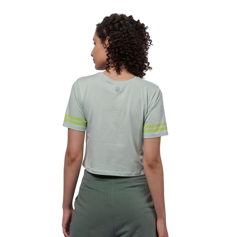 DOMIN8 Women's 95% Organic Crop top with Printed Sleeve Stripe view 5