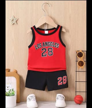 MUSNAH GARMENTS Pack of 1 Unisex for Baby Cotton Top & Shorts ( Red & Black )