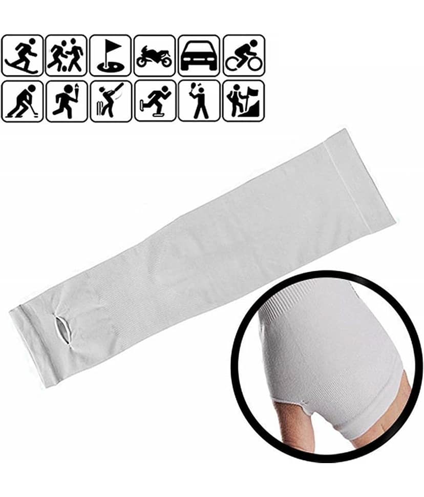 Auto Hub White Solid Riding Sleeves ( Single Set ) view 2