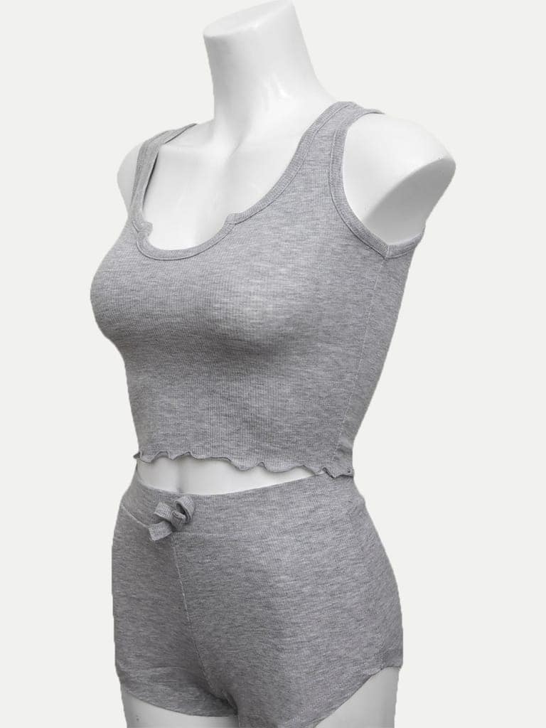 Women Grey Melange Loungewear Set view 3