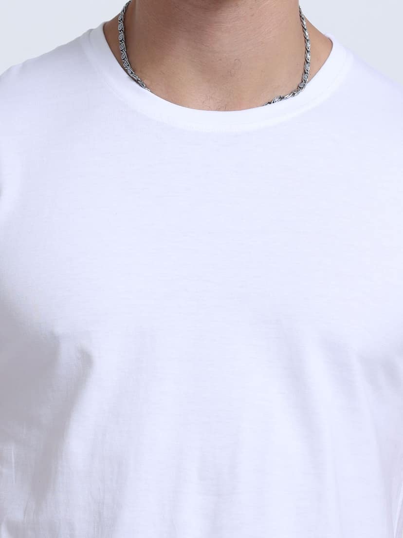 Cotton T-Shirt | Ultrafine Single Jersey | 180 GSM | Biowashed | Eco-Friendly | 100% cotton | Plain tshirt | White Colour | Size - M (40 Chest / 27 length ) view 6