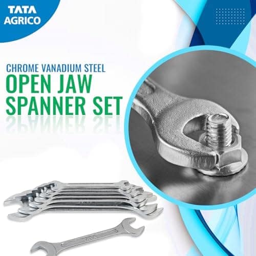 AGRICO TATA Chrome Vanadium Steel Open Jaw Spanner Set/Wrench Set/Tool Kit Multipurpose Home Use and Professional Spanners Corrosion Resistant Chrome Plating DOE Jaw Spanners- (Silver Set of 8) view 3