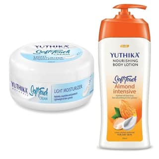 Yuthika Soft Touch Light Moisturizer Cream 300ml and Almond Body Lotion 500ml Combo Pack