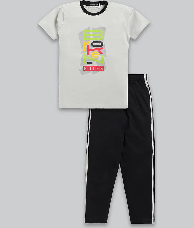 Todd N Teen Pack of 1 Boys Cotton T-Shirt & Trackpants Set ( Green )