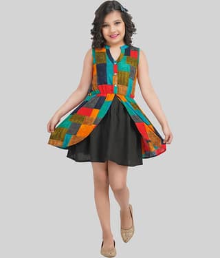 Being Naughty Rayon A-line Dress For Girls ( Pack of 1 , Multicolor )